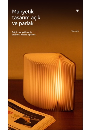 Led Şahşap Kitap Lambası Katlanıyor Sayfa Gece Lambası 1 Diğer