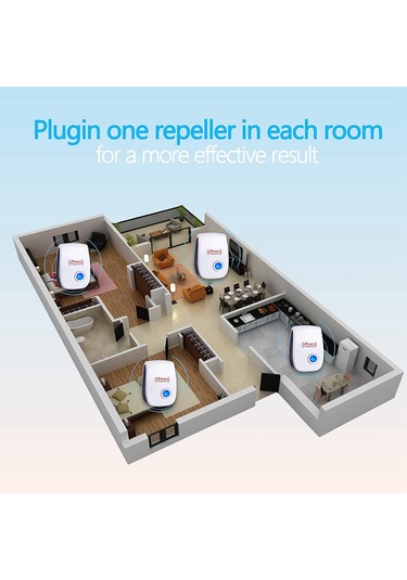 Xurunkeji 6'lı Paket Ultrasonik Haşere Kovucu Elektronik Fişli Kemirgen Fare Hamam Böceği Böcek Kovucu İç Mekan Ev Mutfak, Abd Fişi