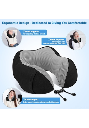 Monyee Yolculuk Boyun Yastığı, Hafıza Köpük, U-kalpli, Ayarlanabilir, Nefes Alıcı Kumaş, Uçak-araba-ofis-ev Kullanıma Uygun Diğer
