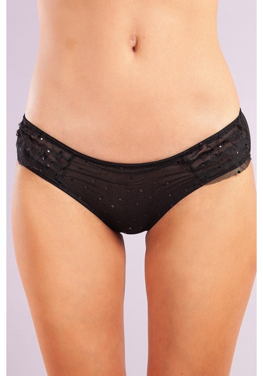 Golshan Galiana Mini Slip, Kadın Tül Transparan Siyah Külot Çok Renkli