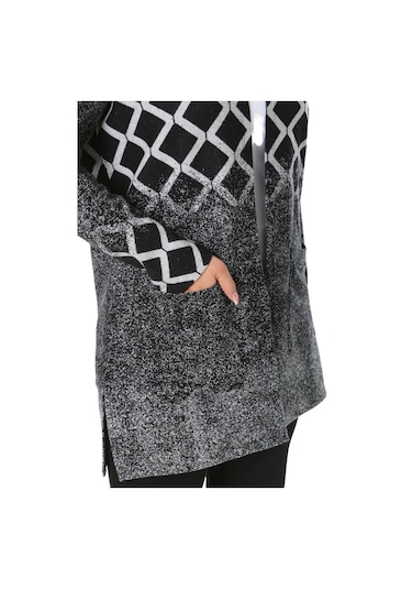 Melsay Butik Açık Gri Baklava Desen Kısa Büyük Beden Kadın Hırka Gri