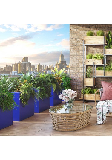 Mofiba Fiberglass Saksı Kare 30cm 30cm 30h Cm Lacivert