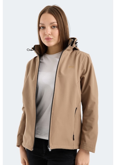 Slazenger Heat Control Kadın Çıkarılabilir Kapüşonlu Bej Mont & Kaban Bej
