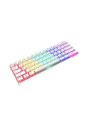 Stk61 Beyaz Rgb Ledli Tam Mekanik Kahverengi Switch Gaming Bluetooth Kablosuz Oyuncu Klavyesi
