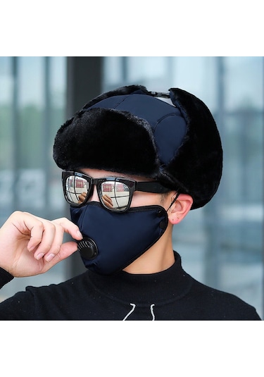 Cbtx Global Unisex Outdoor Kışlık Maskeli Bere Şapka - Lacivert