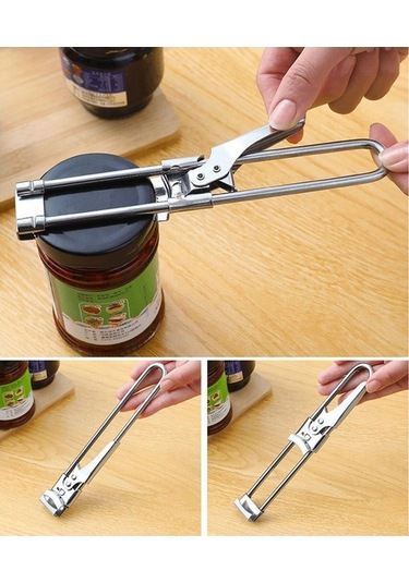 Moly Zayıf Eller İçin Gümüş Paslanmaz Çelik Şişe Açacağı Döner Açık Kapak, Manuel Sökme Pense Gümüş