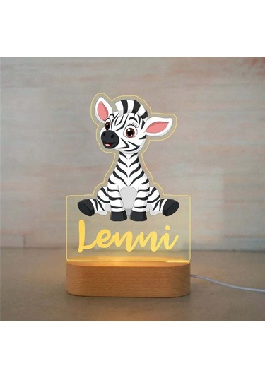 Kişiye Özel Çocuklar İçin Hayvan Gece Lambası İsimli Akrilik Lamba 10 Çok Renkli