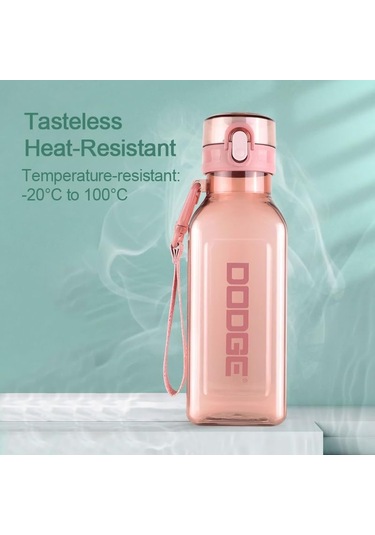 Spor Kare Su Şişesi 24 Oz Yeniden Kullanılabilir İçme Şişesi Taşınabilir Sızdırmaz Bpa İçermeyen Plastik Su Şişeleri Seyahat Piknik Spor Salonu Kamp Okulu Pembe Pembe - Buzmavisi
