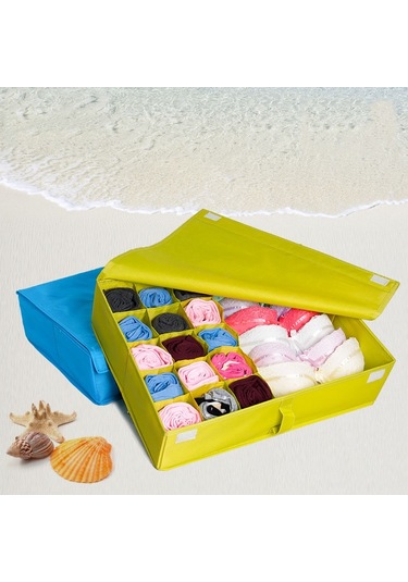 Sones Oxford Kumaş İç Çamaşırı Çorap Çeşitleri Kapaklı Saklama Kutusu Siyah