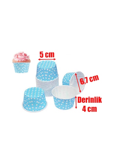 100 Adet Mavi Büyük Boy Pet Kapsül Cupcake Muffin Kek Vb. Kalıbı