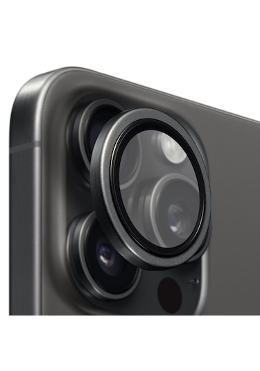 Buff Apple Uyumlu iPhone 16 Pro Max / 16 Pro Titanyum Lens Koruyucu Black