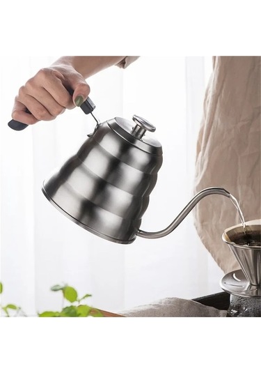 Wondernest Uzun Termometre Su Paslanmaz Kuğu Kahve Jialan Isıtıcısı Gümüş Çelik Ez Gümüş