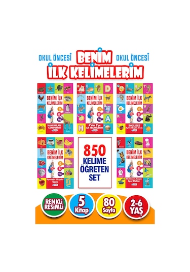 2-6 Yaş İlk Kelimelerim Seti  850 Kelime Öğreten 5 Kitap