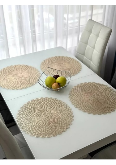 Heavenly Place Mutfak Servisü İçin Yuvarlak Servis Peçeteleri 224636670 Altın Rengi