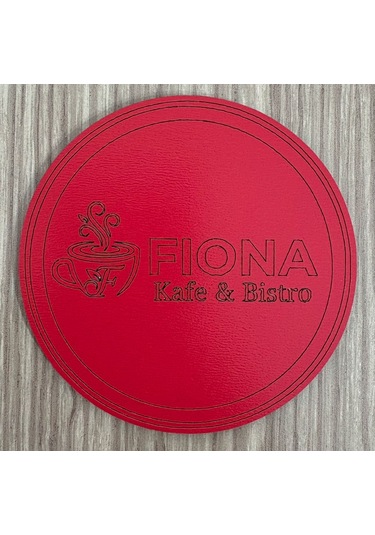 10'lu Kişiye / Şirkete Özel Logolu Bardak Altlığı Seti Lazer Kesim Kurumsal Hediye 9 Cm Kırmızı