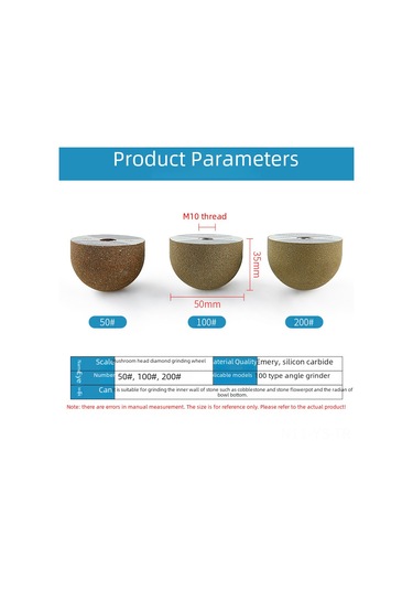 Yunboo Küçük Mantar Kafalı Elmas Zımpara Taş, Porselen, Çanak Yapımı İçin İç Bükey Yuvarlak Taban Zımparalama Aleti 200 İnce