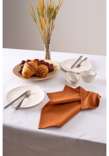 Wellstil Premium Keten Peçete 6'lı 40 x 40 Tarçın