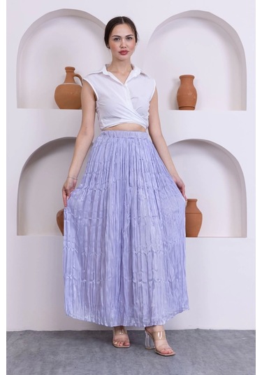 Kırışık Detaylı Etek 6034-lila Lila
