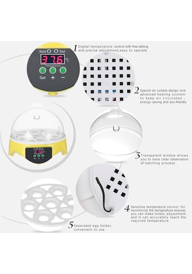 Geeksen Yumurta Mini Dijital Yumurta Kuluçka Makinesi Kuluçka Makinesi Şeffaf Yumurta Kuluçka Maki Kuluçka Makinesi