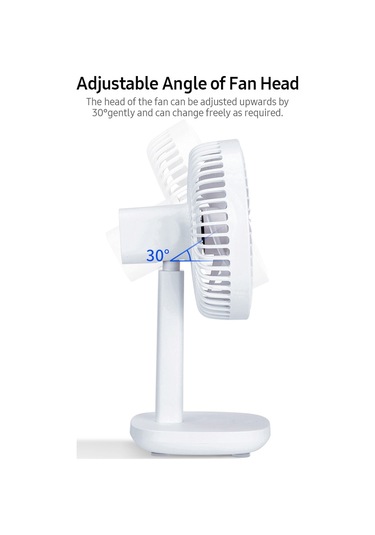 Yunboo 6.5" Masif Hava Akışlı Şarjlı Titreşimli Masa Üstü Fanı - 3 Hız Ayarı Ve 4000mah Pil Beyaz