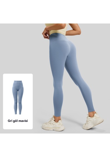 Kadınlar İçin Şeftali Kalça Kaldırıcı Spor Yoga Pantolonu Açık Mavi