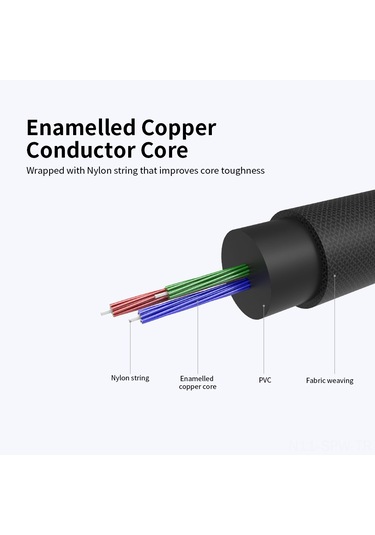Maiyame Ventıon 3.5mm Aux Ses Kablosu - Araç, Telefon, Bilgisayar Bağlantısı - Altın Kaplama, Mangan Bakır Çekirdek - 3 Metre Siyah
