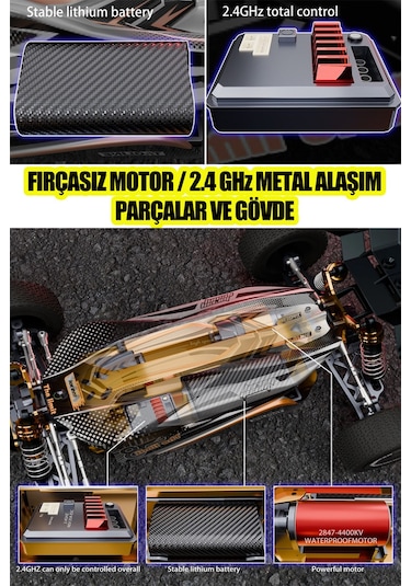 1:14 70 Km Hız Yapan Metal Gövde Ve Alaşım Rc Araba Hunter 4x4 Fırçasız Motor Uzaktan Kumandalı Araba