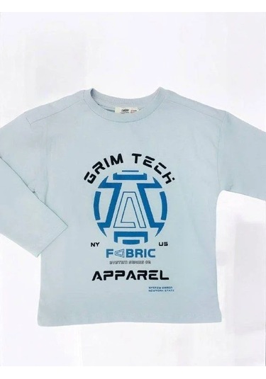 Çikoby Erkek Çocuk Grim Tech Yazılı İnce Uzun Kollu Pamuklu Tshirt-14867 Gri