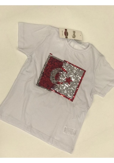 Pretty Çocuk Ay Yıldız Paletli T-shirt Beyaz