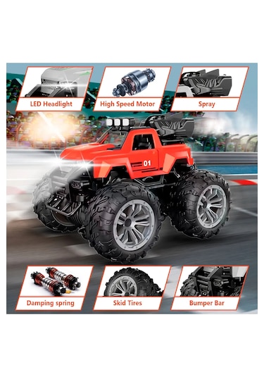 Uzaktan Kumandalı Şarjlı Duman Atan Araba 4x4 Buharlı Işıklı Uzak