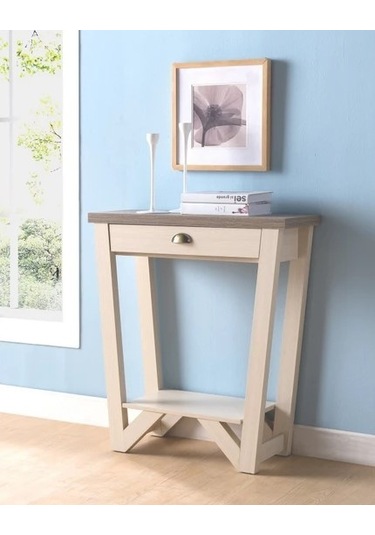 Ağaç Atölyesi Kenor Çekmeceli Ahşap Dresuar Beyaz - Ceviz