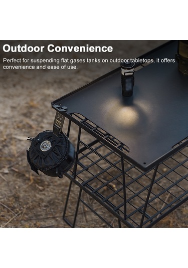 Geeksen Stainless Steel Outdoor Gas Tank Hanger - Black Detachable Secure Hook For Camping Picnic Igt Table 1-25mm Gap Siyah
