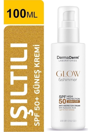 Dermaderm Glow Ve Shimmer Simli Güneş Kremi Spf 50 100 Gr - Işıltılı Yüksek Koruma