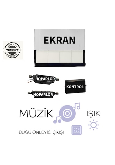 Ayna Arkası 220v Ekranlı Bluetooth Lu Çift Hoparlörlü Dokunmatik