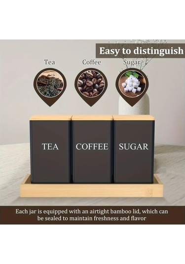 Trendooze White 1 Takım Metal Gıda Saklama Kapları Çay Şeker Kahve Kutusu Mutfak Düzenleme Beyaz Beyaz