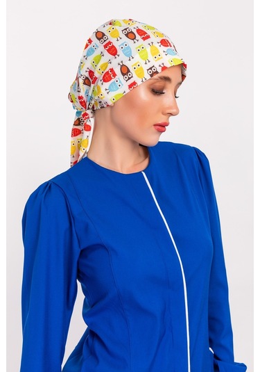 Sarı Baykuş Desenli Tessetür Hemşire Doktor Bone Sarı