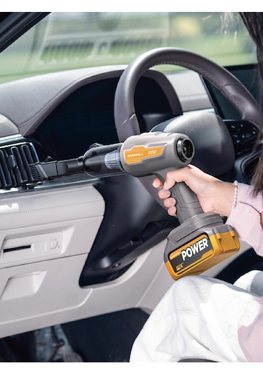 Enshall 20.000PA Çantalı Yedek Filtreli Çift Bataryalı 120 W Şarjlı Araç İçi Süpürge