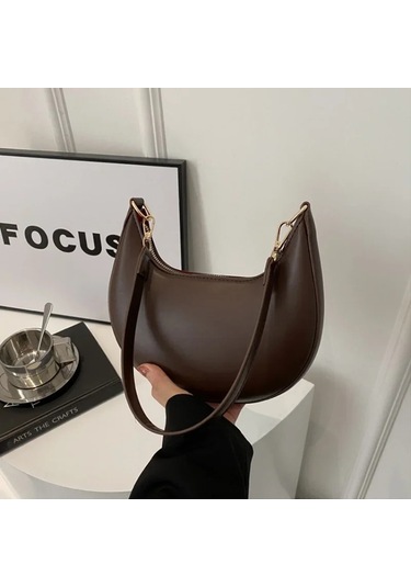 Yeni Moda High-end Ay Şeklinde Beyzbol Çantası Gösteren Lüks Kadın Tek Omuz Khaki 21x5x12.5cm Haki