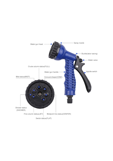 Lemestar "7 Fonksiyonlu Genişleyebilir Bahçe Hortumu - 125ft Sızdırmaz Yüksek Basınçlı Esnek Hortum"