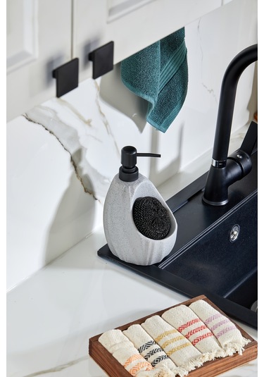 Cooker 180 Ml Seramik Süngerlikli Sıvı Sabunluk Ckr3559 Gri