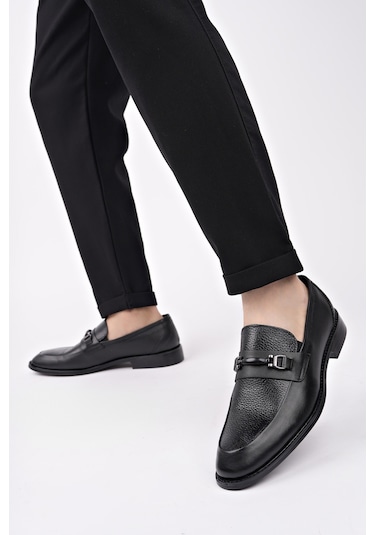 Muggo Bondy Hakiki Deri Klasik Günlük Ortopedik Erkek Ayakkabı Siyah