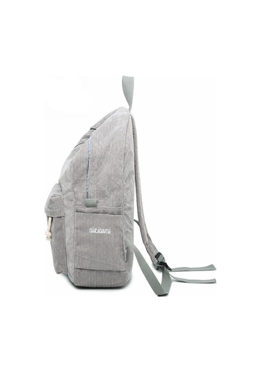 Günlük Kız Yumuşak Kadife Saf Renk Sırt Çantası Genç Büyük Kapasiteli Okul Çantası Beige Bej