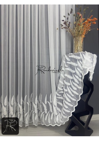 Tül Perde Brillant Marka Püsküllü Etek Geniş İşleme Bakpüs Desen Püskül3