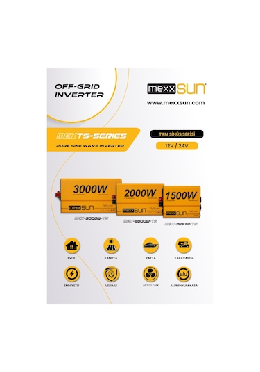 Mexxsun - İnges 24 Volt 3000 Watt Tam Sinüs İnverter - İnvertör - 24/220 Volt Çevirici