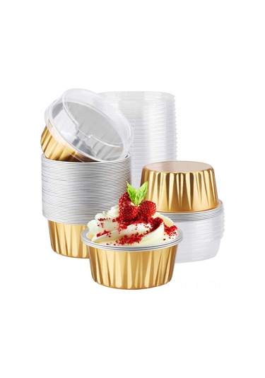 Yuntech01 Renkli Kapaklı Alüminyum Folyo Kase - Hava Fritözü Ve Fırın İçin Tek Kullanımlık/tekrar Kullanıma Uygun, Pembe, 100 Adet