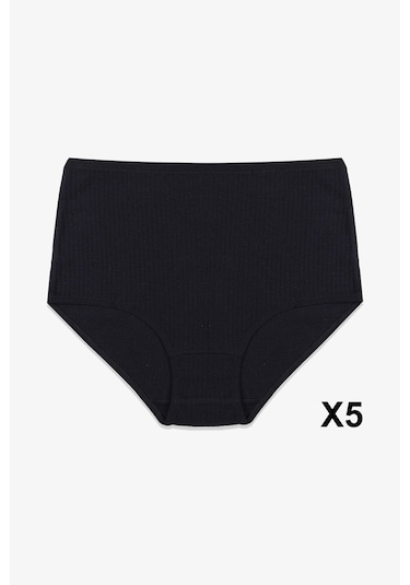 Kadın 5'li Likralı Ekstra Yüksek Bel Külot Ko5305ktl Siyah
