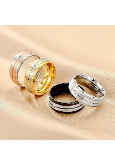 Altın Moda Çok Yönlü Titanyum Çelik Erkek Yüzük Işık Lüks Mizaç Çift Zirkon Yüzükler 13