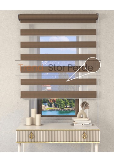 Somon Rengi Etek Dilimsiz Zebra Stor Güneşlik Perde Somon Rengi