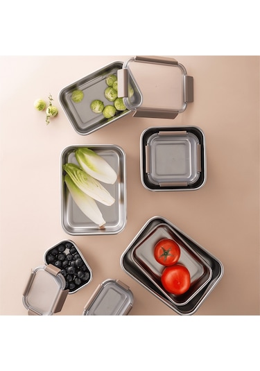 Locknlock Paslanmaz Çelik Fırın Ve Saklama Kabı, Dörtgen, Kilitli, 310 Ml, Kahverengi