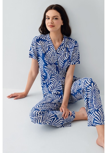 Arnetta Kadın Lacivert Gömlek Pijama Takım Ar3607-s-v3 Mavi